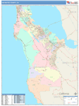 San Mateo Wall Map Color Cast Style